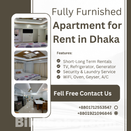 Furnished 2BHK Serviced Apartment RENT in Baridhara